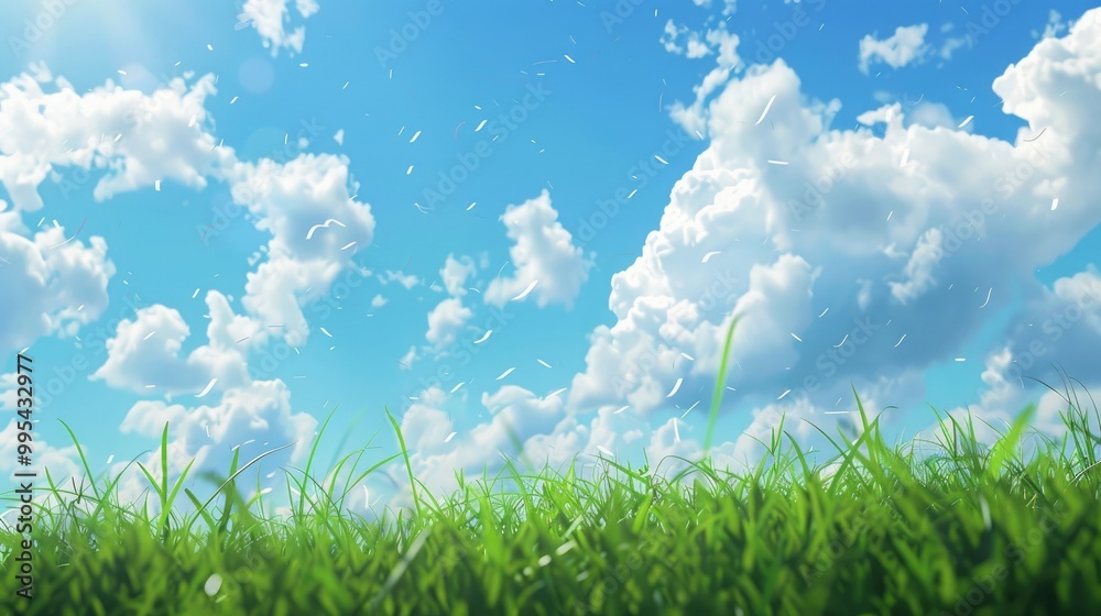 Using the blue sky white clouds and green grass for background and wallpaper Using the blue sky white clouds and green grass for background and wallpaper