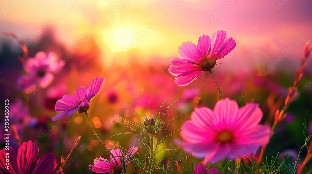 Vibrant flowers at dawn Vibrant flowers at dawn