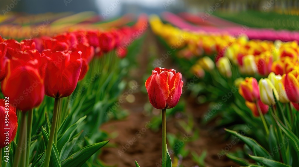 Obraz premium Vibrant tulip field