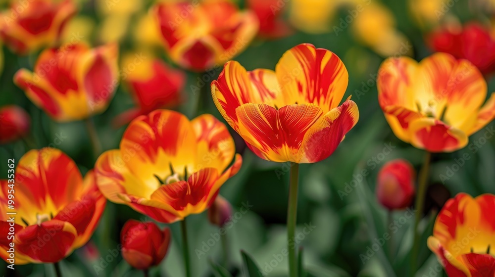 Vivid background of red and yellow tulips in spring Vivid background of red and yellow tulips in spring