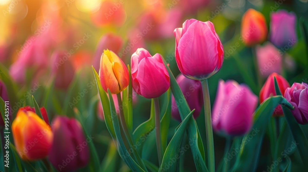 Vivid tulips in the spring scenery Vivid tulips in the spring scenery
