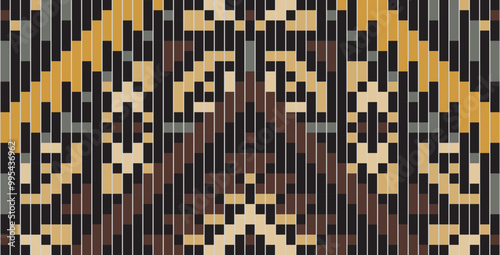 Background Ethnic Ndebele Traditional Pattern Artfolk Embroidery, Aztec Geometric Ornament Print. Design for Carpet, Wallpaper, Clothing, Wrapping, Fabric
