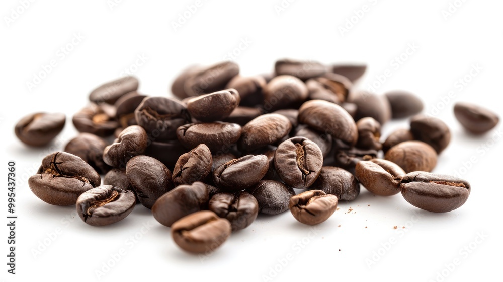White Background Coffee Beans from the Side