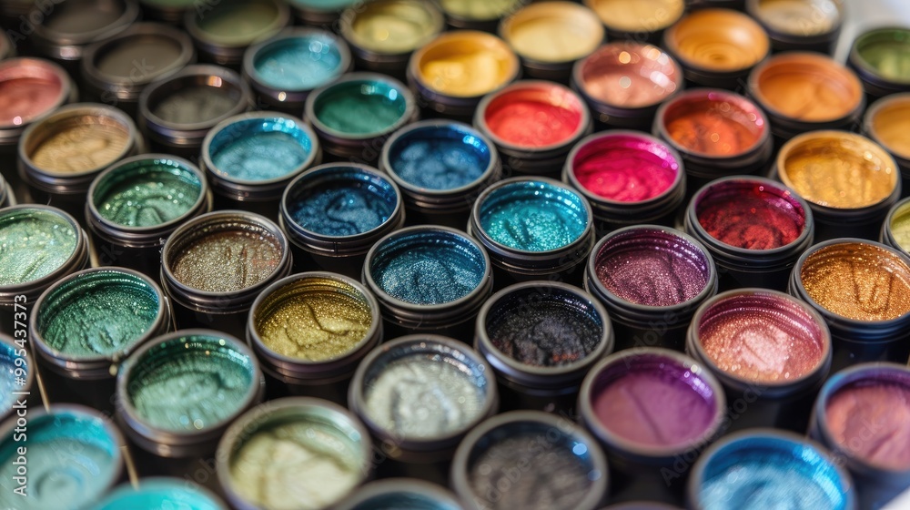 Eye shadow pods arranged in a container Eye shadow pods arranged in a container