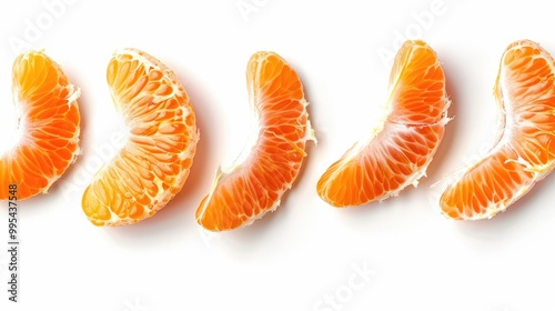 Tangerine segments isolated on white background