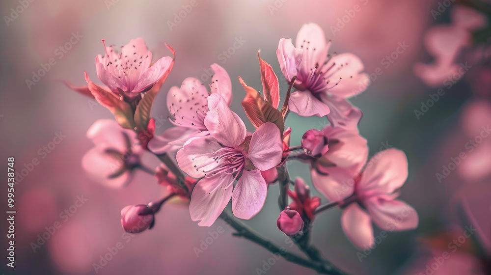 Fototapeta premium Spring blooms with pink cherry blossoms