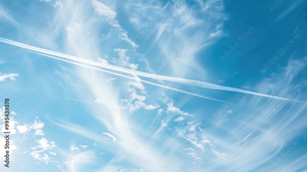 Spring Sky with Airplane Trail Spring Sky with Airplane Trail