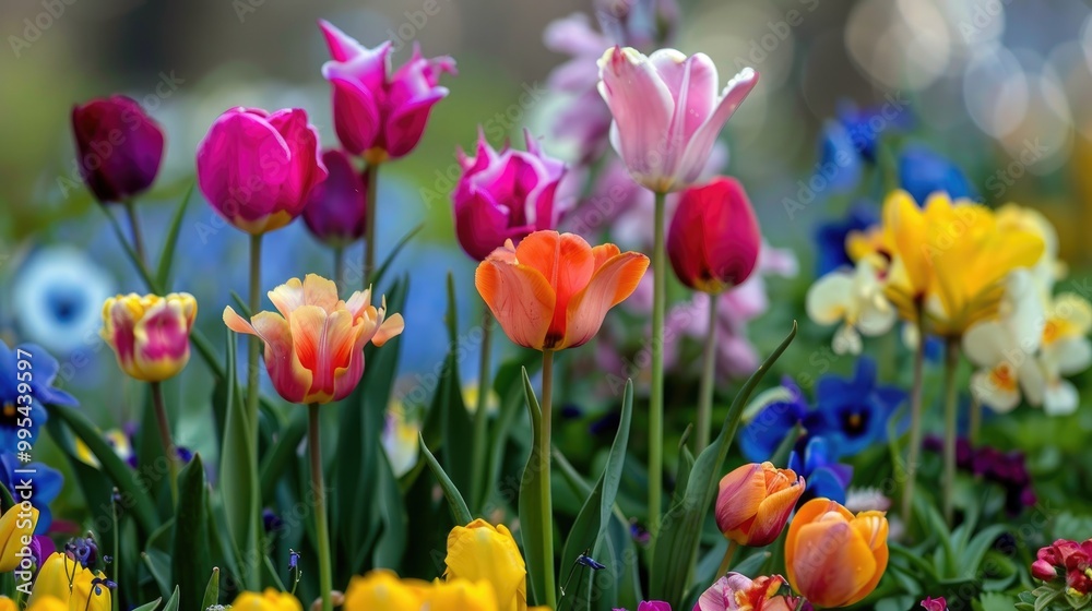 Obraz premium Spring has arrived with a variety of colorful flowers