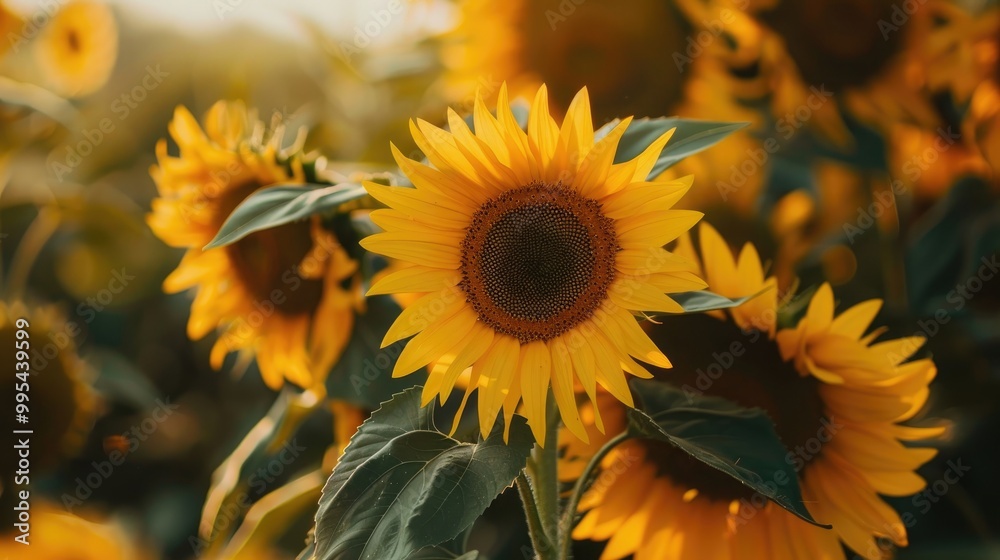 Fototapeta premium Sunflowers shining in the summer