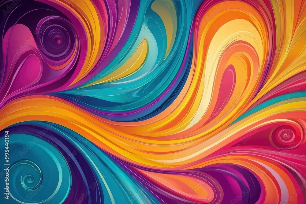 Abstract Colorful Swirling Pattern with Curving Lines Abstract Colorful Swirling Pattern with Curving Lines