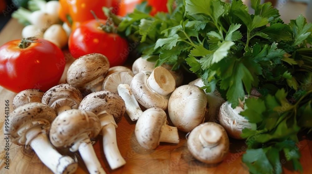 Fresh vegetables including mushrooms Fresh vegetables including mushrooms