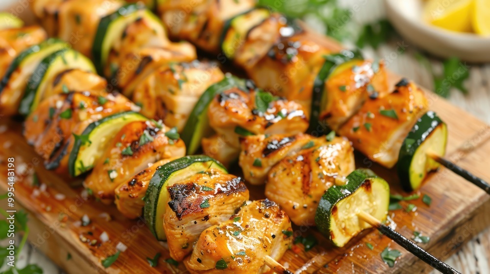 Grilled chicken and zucchini skewers Grilled chicken and zucchini skewers