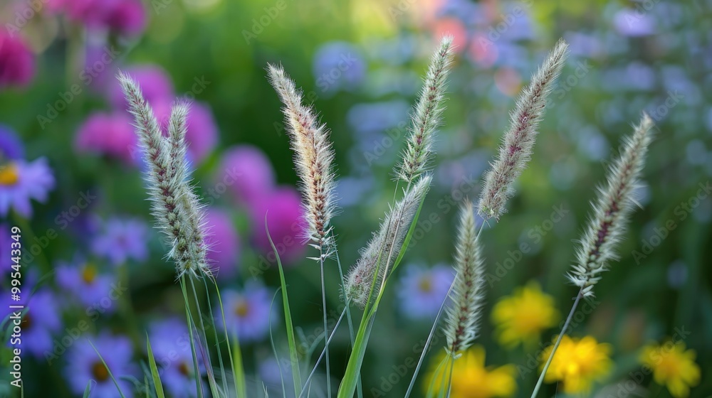 Obraz premium Spring grass ears detail in a garden bed