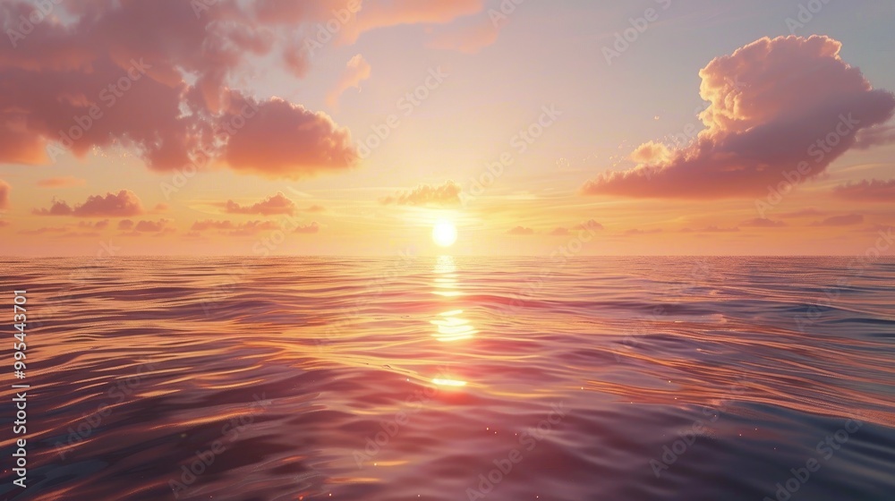 Obraz premium Summer Sunset Over Ocean Horizon