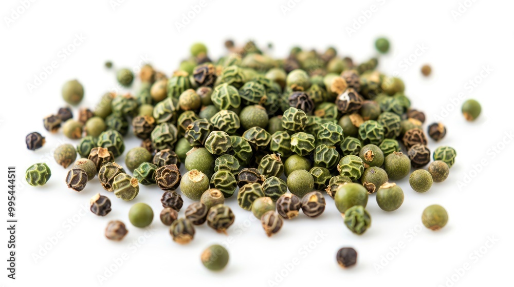 Green peppercorns isolated on white Green peppercorns isolated on white