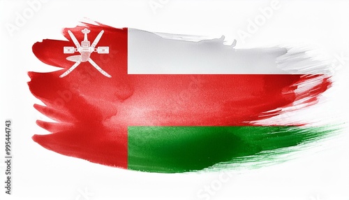 水彩画のオマーンの国旗(Watercolor Oman flag.)
