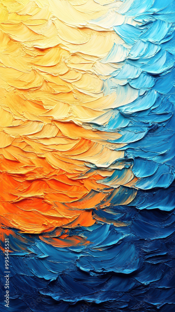 Obraz premium Abstract ocean scene with blue and orange gradient