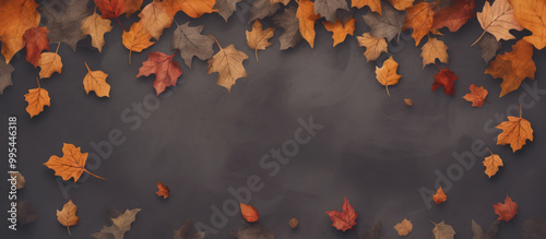 Autumn Leaves Falling on a Dark Background photo