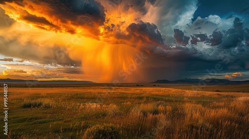 Sunset storm and rain cloud