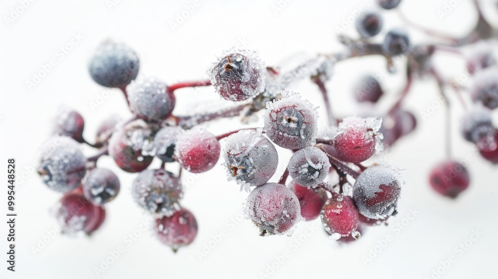 Frozen briar berries on white background Frozen briar berries on white background