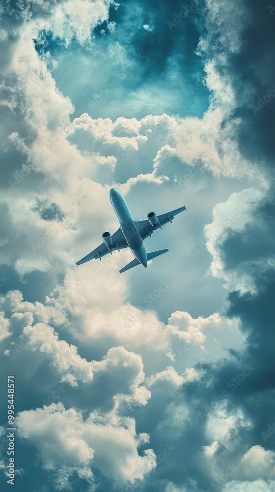 Fototapeta premium Airplane in Bright Sky