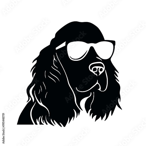 Cocker Spaniel in Shades Silhouette Vector Illustration Transparent Background