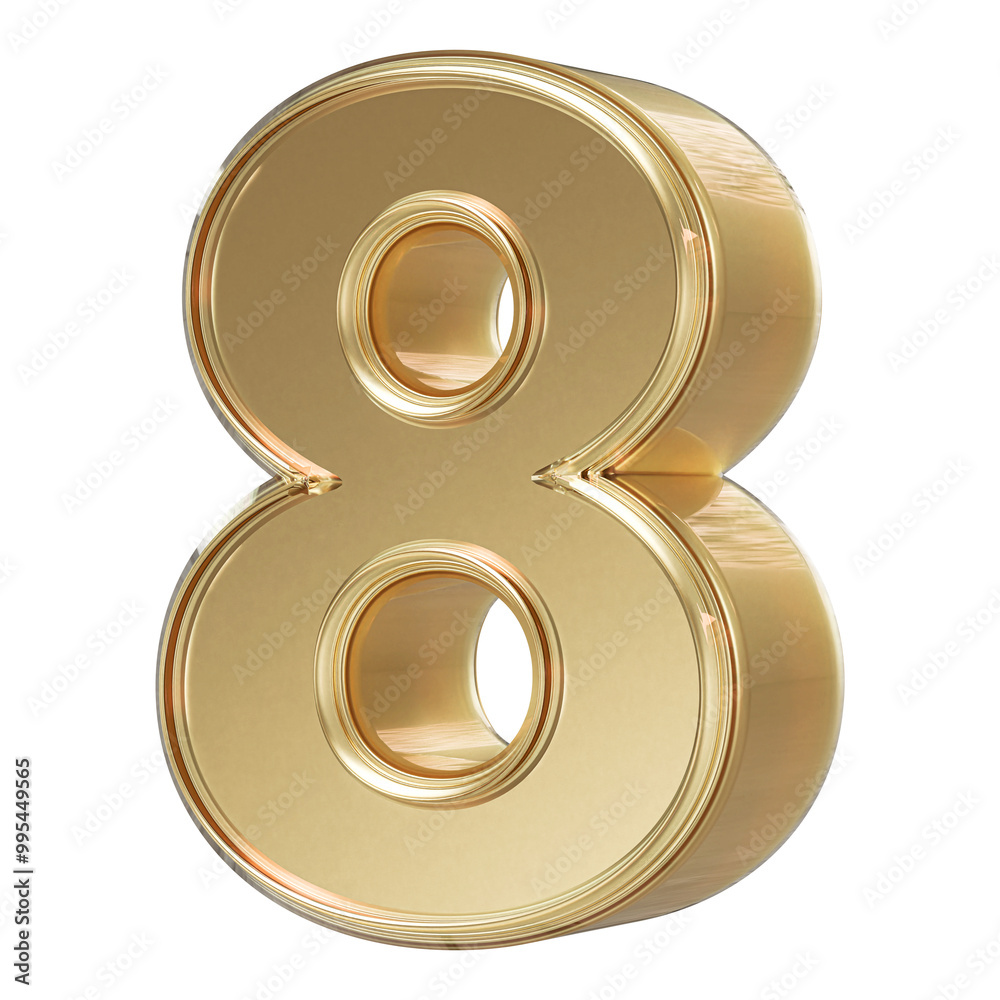 Gold 3D Number 8