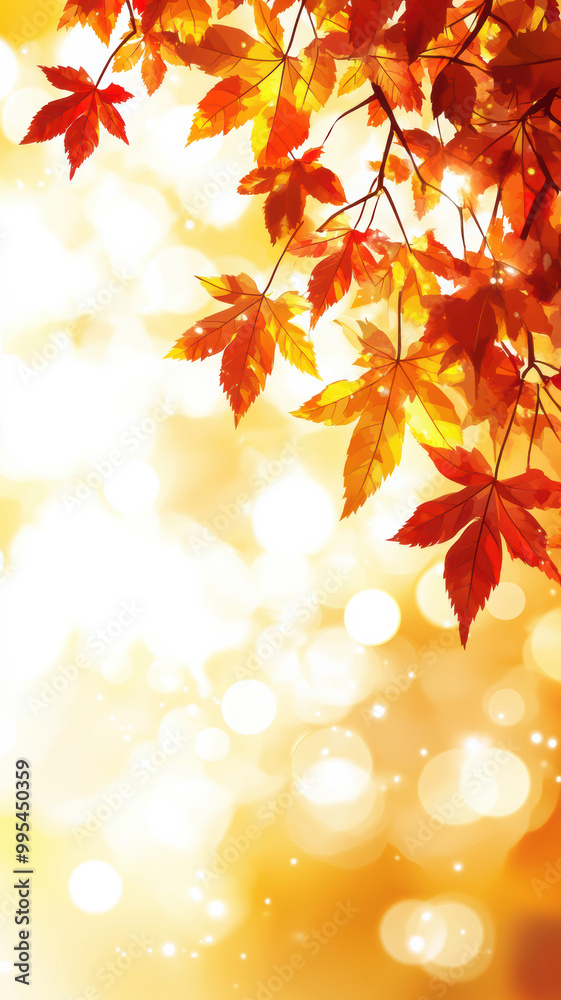 Autumn banner with glowing red leaves Autumn banner with glowing red leaves