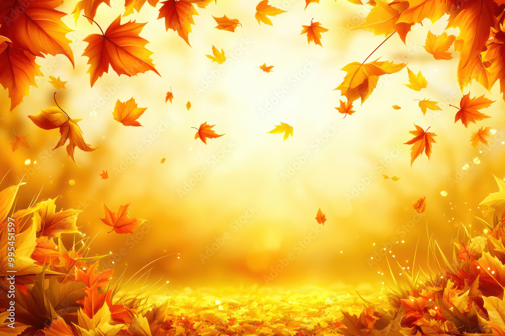 Autumn foliage with blurred sunlight in the background Autumn foliage with blurred sunlight in the background