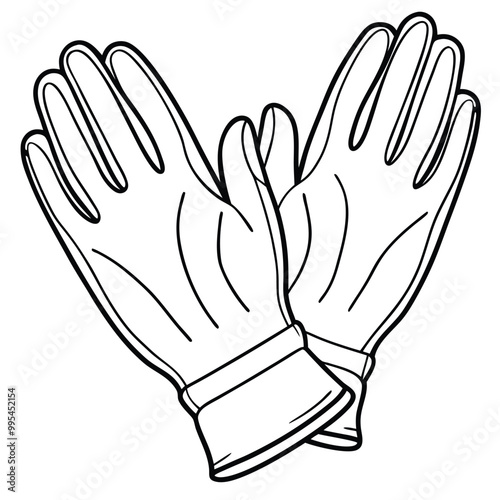 Medical Latex Glove vector line art