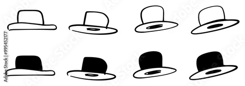 set of hats vector silhouettes