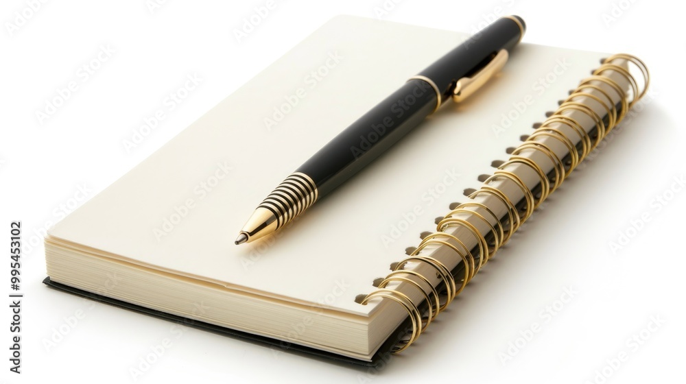 Notebook and pen alone on white background Notebook and pen alone on white background