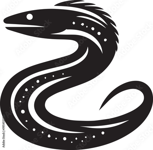 Eel silhouette vector icon, Eel logo vector black and white