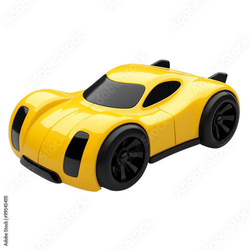 3d rendering icon yellow car illustration PNG. cartoon minimal style on transparent isolated background.