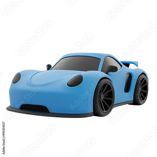 3d rendering icon blue car illustration PNG. cartoon minimal style on transparent isolated background.