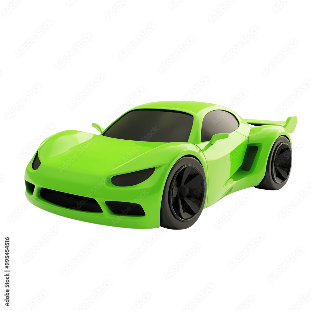 Fototapeta premium 3d rendering icon green car illustration PNG. cartoon minimal style on transparent isolated background.