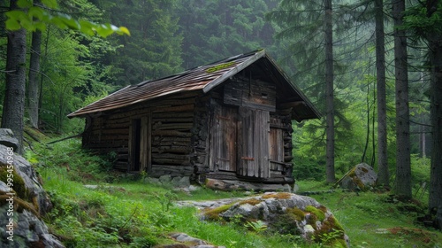 Small aged wooden hut