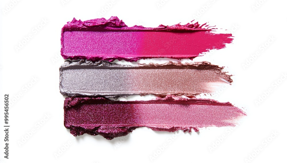 A collection of foiled lipstick swatches in soft metallic pinks, silvers, and bronzes, creating a luxurious, high-gloss finish. A collection of foiled lipstick swatches in soft metallic pinks, silvers, and bronzes, creating a luxurious, high-gloss finish.