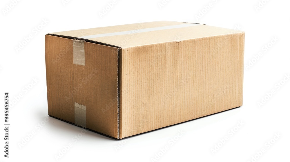 Isolated cardboard box with clipping path on white background