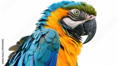 Parrot isolated against white backdrop