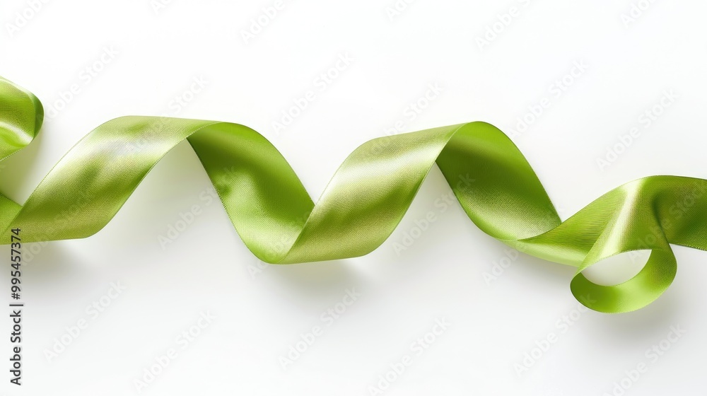 Isolated green ribbon on white backdrop Isolated green ribbon on white backdrop