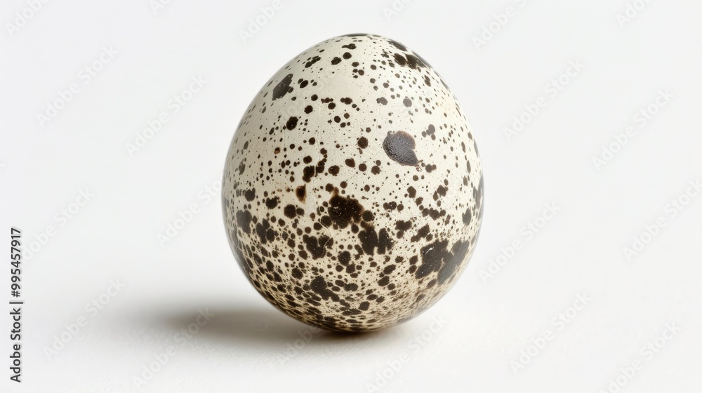 Image of a single quail egg on a white background Image of a single quail egg on a white background