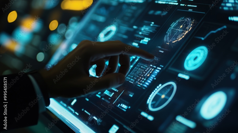 A close-up of a business professional using AI-powered analytics software to enhance business decision-making A close-up of a business professional using AI-powered analytics software to enhance business decision-making