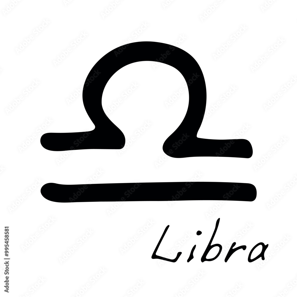 Hand drawn libra zodiac sign Esoteric symbol doodle Astrology clipart Element for design