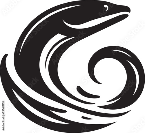 Eel silhouette vector icon, Eel logo vector black and white