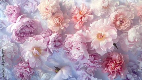 Pastel peonies flower backdrop