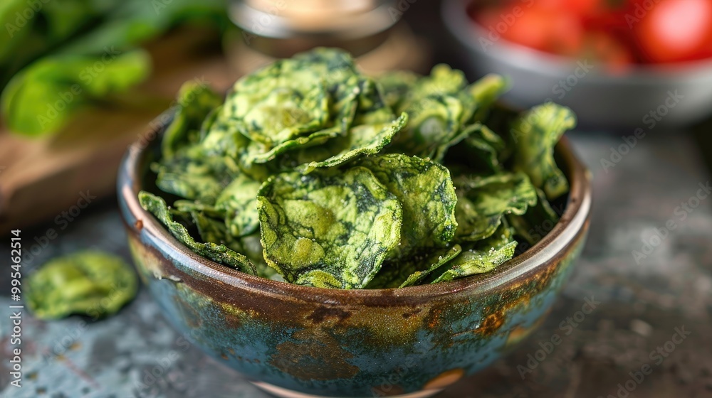 Spinach chips made with rice flour crispy and flavorful