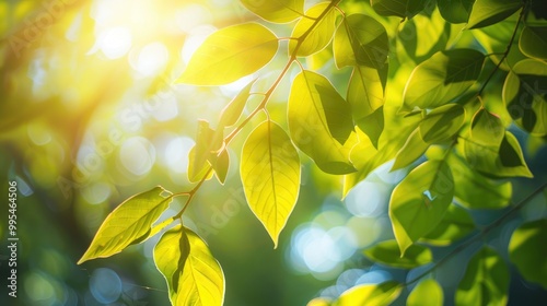 Scenic view of leaves with soft focus from sunlight among nature