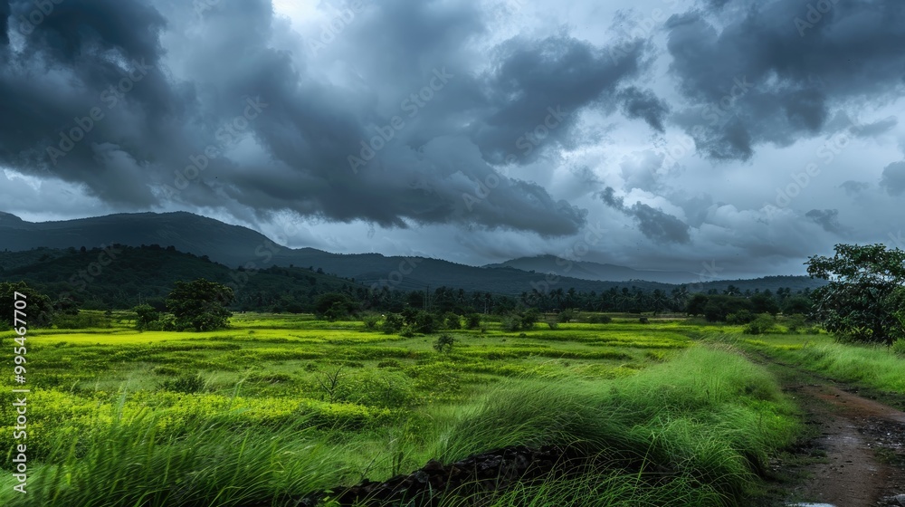 Overcast sky with sunny intervals during monsoon Overcast sky with sunny intervals during monsoon