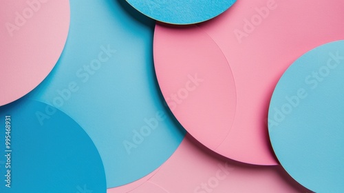 Wallpaper Mural Pink and blue circular shapes on a plain page Torontodigital.ca